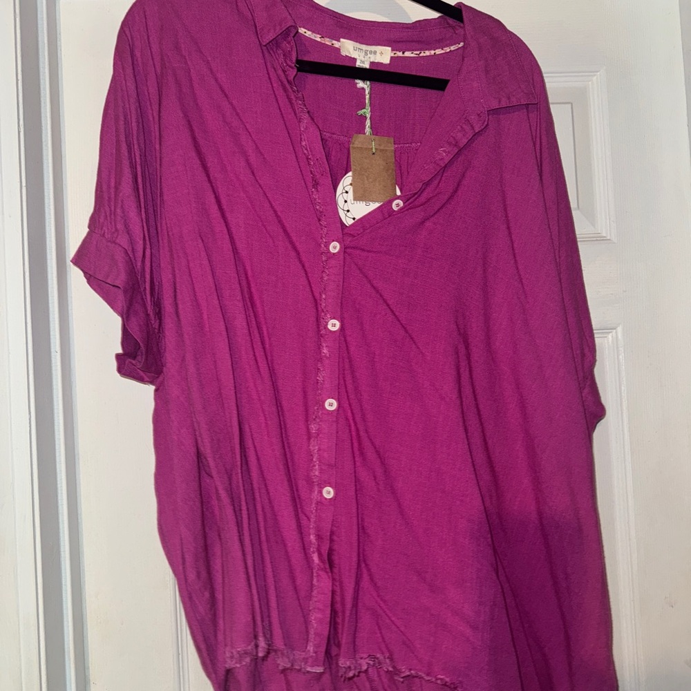 Elegant Magenta Button-Down Shirt